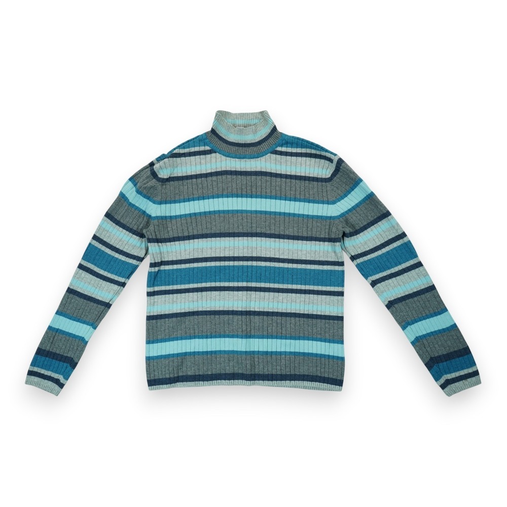 Vintage Talbots Striped Turtleneck Women's Size M Ribbed Knit Sweater Long Sleev